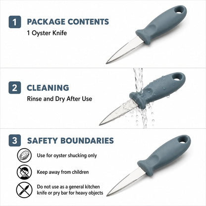 Cabilock Oyster Shucking Knife, Stainless Steel Oyster Shucker with Plastic Handle, Non-slip Clam Opener, Seafood Opening Tools for Shellfish