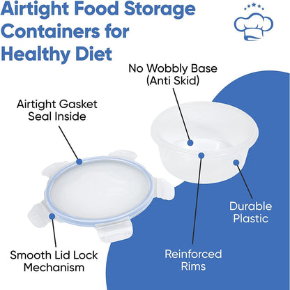 Chef's Path 28 Piece Airtight Food Storage Containers with Easy Snap Lids, 14 Containers and Lids, Stackable Kitchen and Pantry Canisters for Coffee, Meal Prep and Food Storage -Transparent
