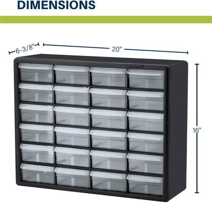 Akro-Mils 44-Drawer Plastic Drawer Storage Cabinet for Garage Organization, Bead Organizer, Building Bricks Storage, Teacher Toolbox, Makeup Organizer, 20" W x 6" D x 16" H, 10144 Black