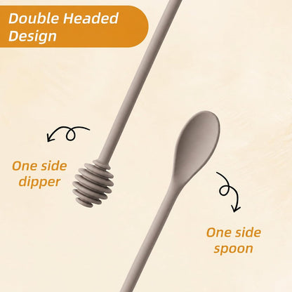 Mabor 2PCS Honey Dipper Sticks,Silicone Dark Grey Long Handle Syrup Stirrer