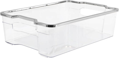SIMPLEMADE Clear Refrigerator Organizer Bins - Clear Bins for Fridge, Containers for Fridge and Freezer, Multipurpose Storage for Kitchen, Office, Bathroom, Pack of 3 (Design 2)