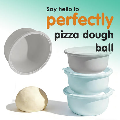 Stackable Silicone Pizza Dough Proofing Containers with Lids,Pizza Dough Proofing Box | Make 12" Pizzas 700ml(Beige)
