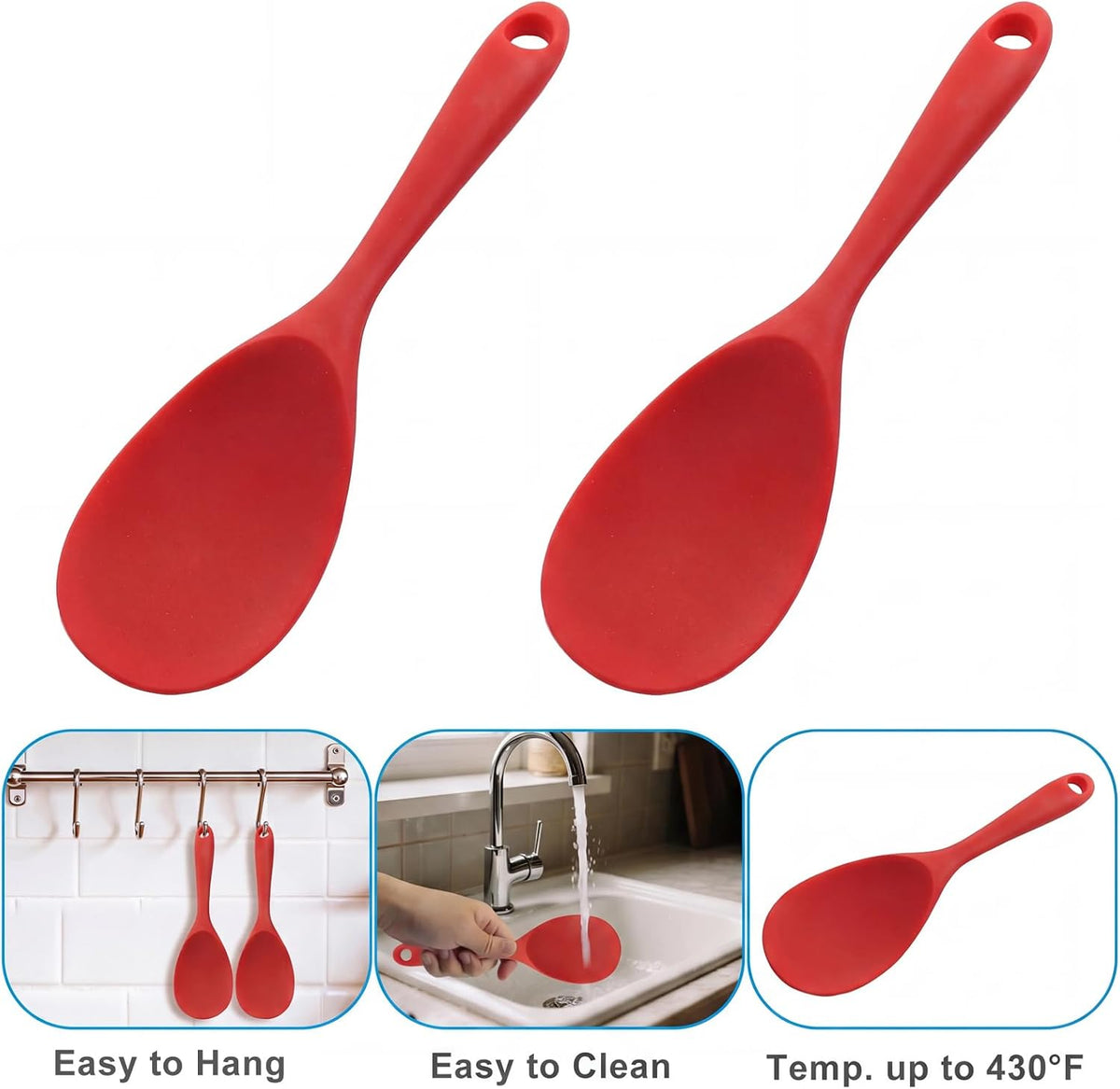 Silicone Rice Spoon Rice Paddle, White, 2 Pcs