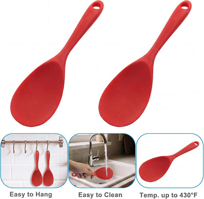 Silicone Rice Spoon Rice Paddle, White, 2 Pcs
