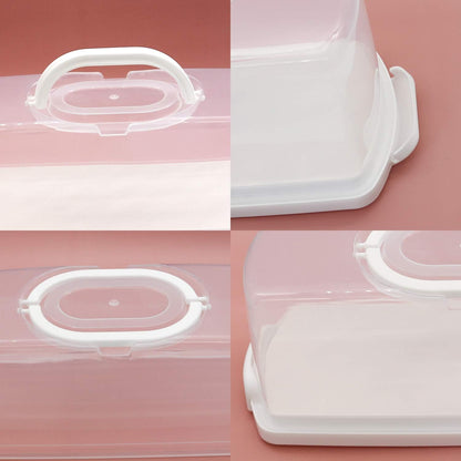 Plastic Rectangular Bread Box with Portable Handle, Loaf Cake Storage Container Box for Storing Banana Bread,Pumpkin Bread (Rectangular-White)