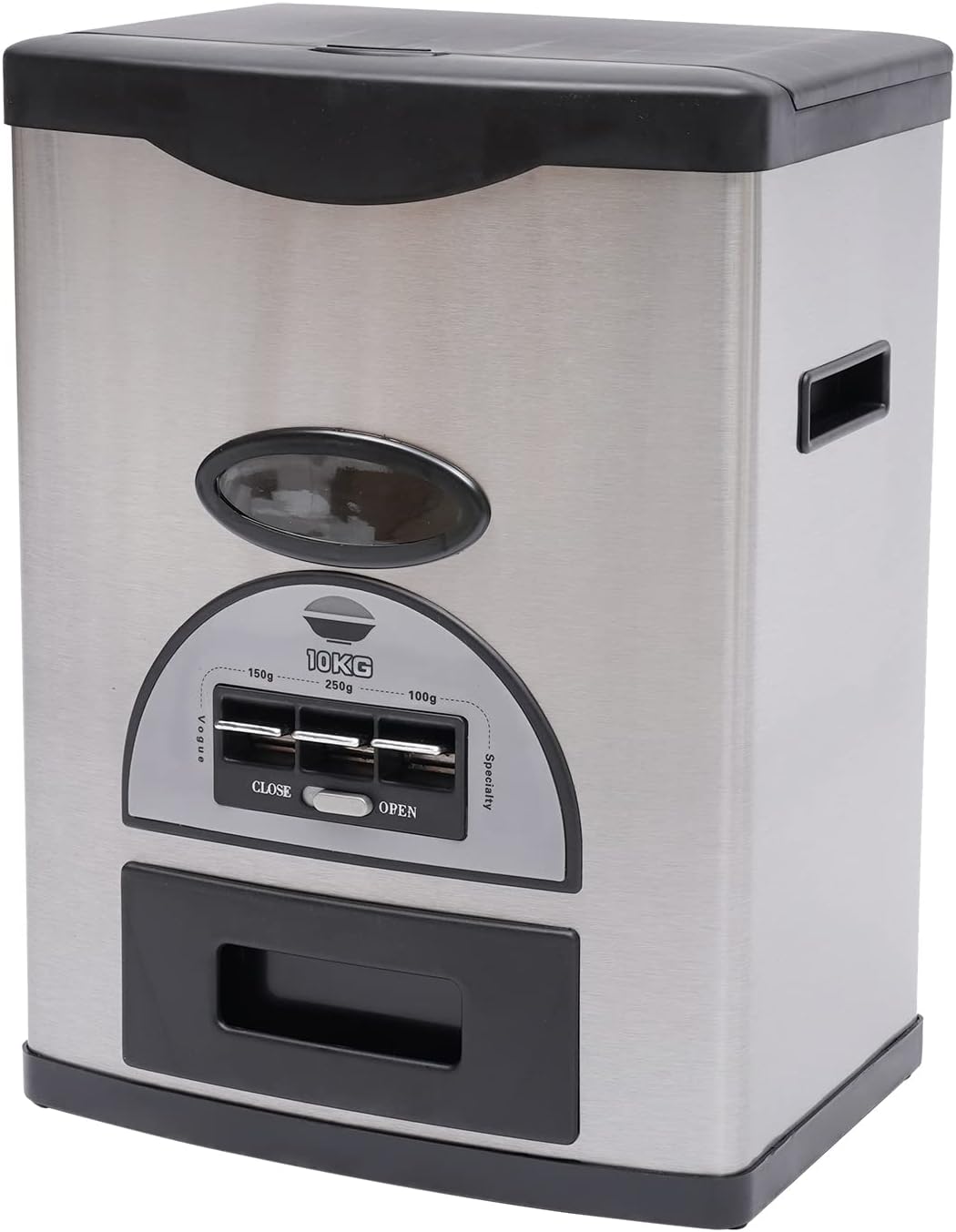 Auto Rice Dispenser Container,10KG Stainless Steel Rice Storage Container,Black Dispenser Three Gears Measuring Rice Storage for Home,Kitchen,Dining