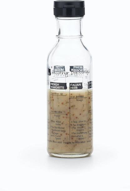 KitchenCraft KCDRESSERGLS Salad Dressing Shaker with Recipes, Glass, 355 ml