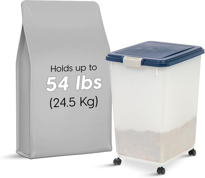 IRIS USA Airtight Dog Food Storage Container, Up to 30 lbs, Attachable Wheels, for Dog Cat Bird and other Pet Food Storage Bin, Keep Fresh, Easy Mobility, BPA Free, Black
