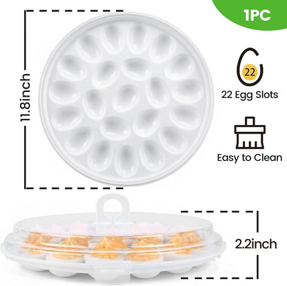 HANSGO Deviled Egg Containers with Lid, Deviled Egg Platter Carrier Holder Trays with 22 Slots for Holiday Party and Home Kitchen, Green