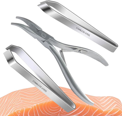3 PCS Fish Bone Tweezers Bone Pliers, Stainless Steel Fish Deboning Tools