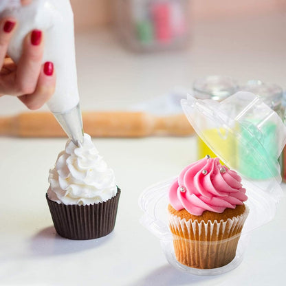 NPLUX 50 Pack Individual Cupcake Containers Plastic Cupcake Boxes Cupcake Holders Stackable Deep Dome Cupcake Carrier