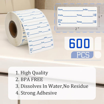 L LIKED Dissolvable Labels, 2x1 Inch, 300 Stickers, Use by Food Rotation Labels for Storage and Container
