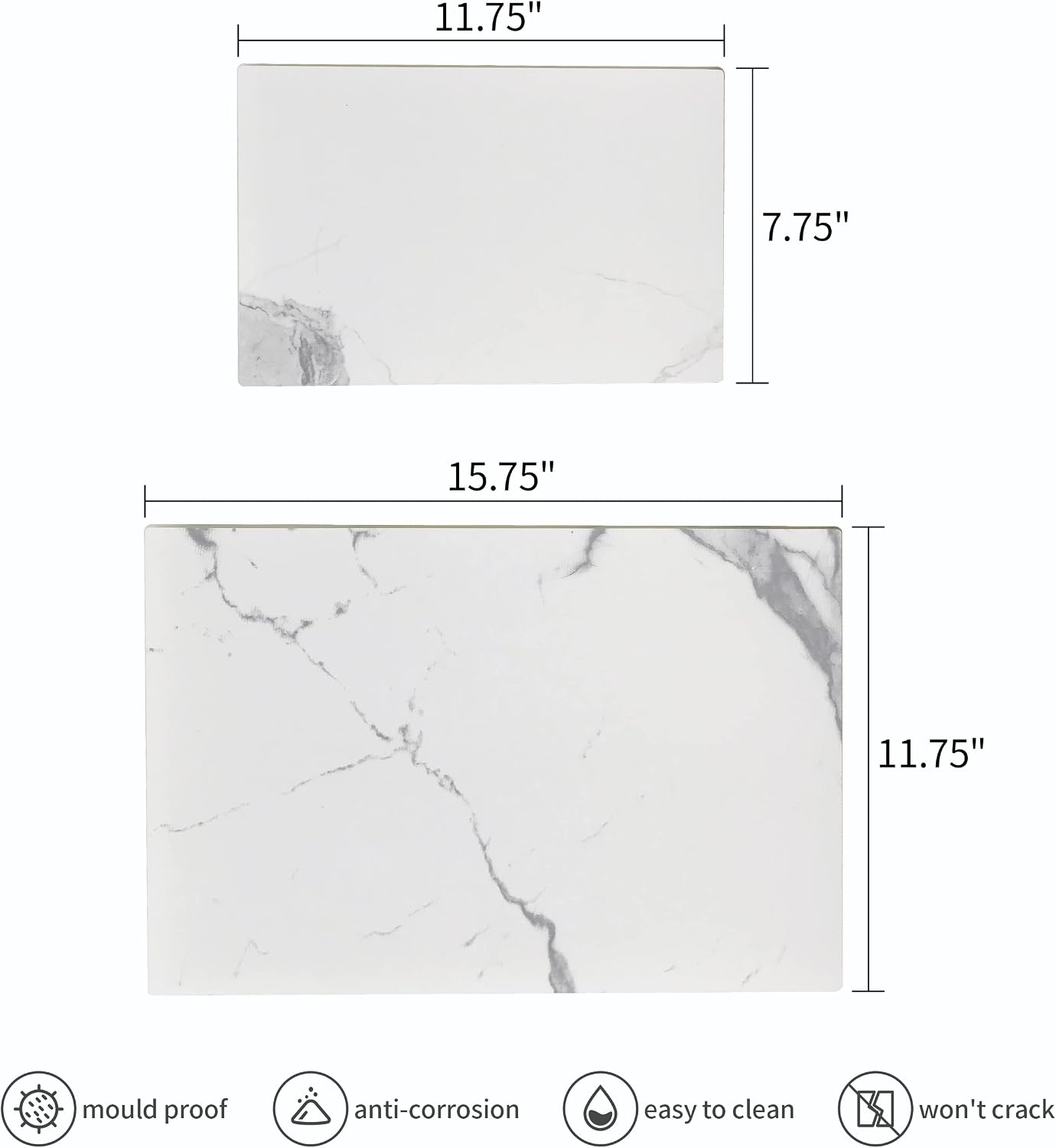 Murrey Home Glass Cutting Board Set for Kitchen Counter, Tempered Glass Chopping Boards Dishwasher Safe, Small Clear Countertop Tray, 16"x12"x2PC