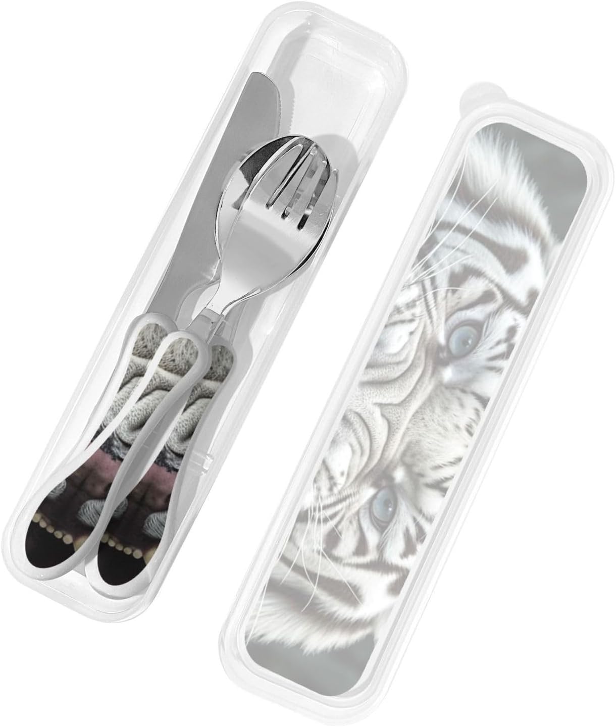 3-Piece Kids Silverware Set With Storage Case, Stainless Steel Reusable Children Safe Knife Spoon Fork Set Tropical Sunset Seaside Children Flatware Set For Kids Lunch Box