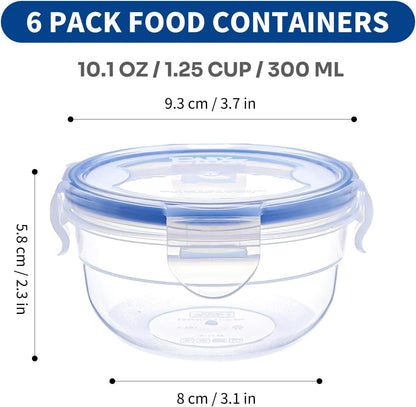 KIGI Airtight Reusable Meal Prep Containers, Leak-Proof & Stackable, 4-Sided Locking Lids, Ideal for Food Storage, Lunch & Leftovers, Microwave, Freezer & Dishwasher Safe, 39 oz, 4.8 Cup, 12 Piece Set