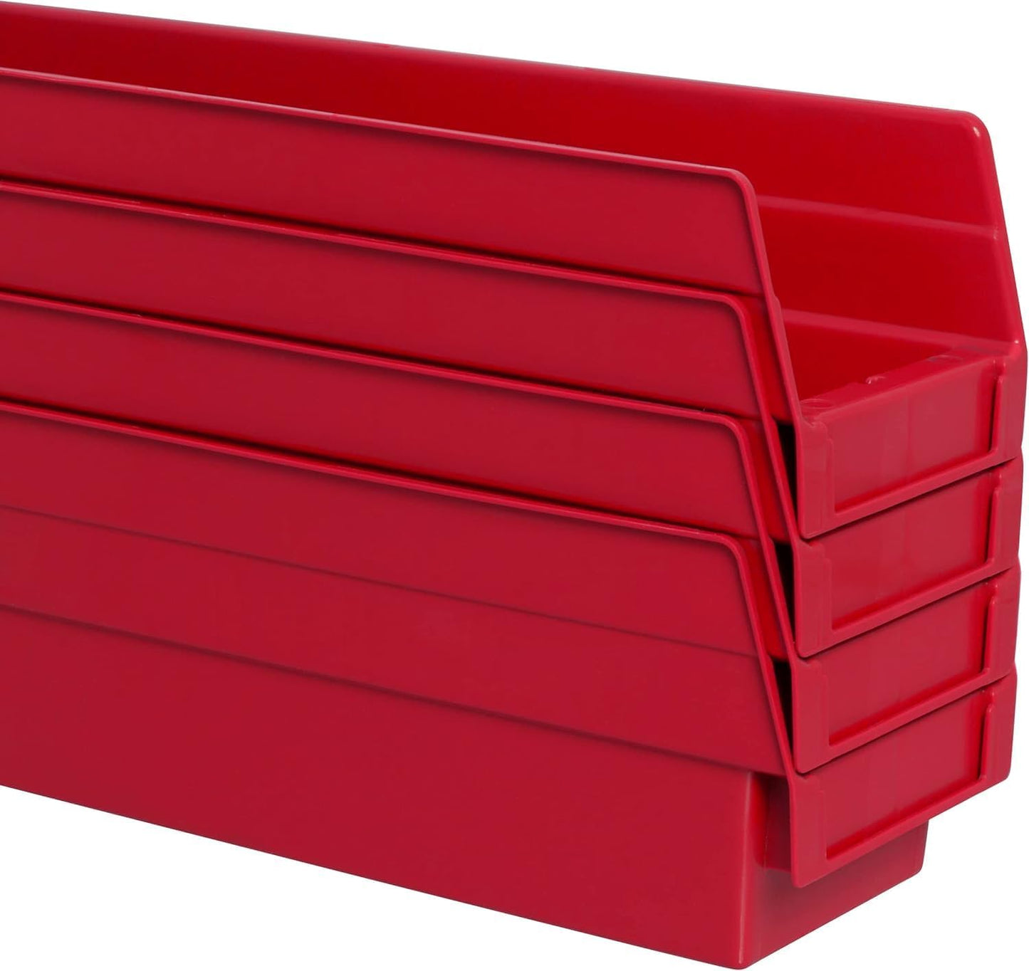 Akro-Mils 30128 Plastic Shelf Bins, Heavy Duty Storage Bins for Garage, Closet, and Drawer Organization, 457 x 102 x 102 Mm, Clear, 12 Count