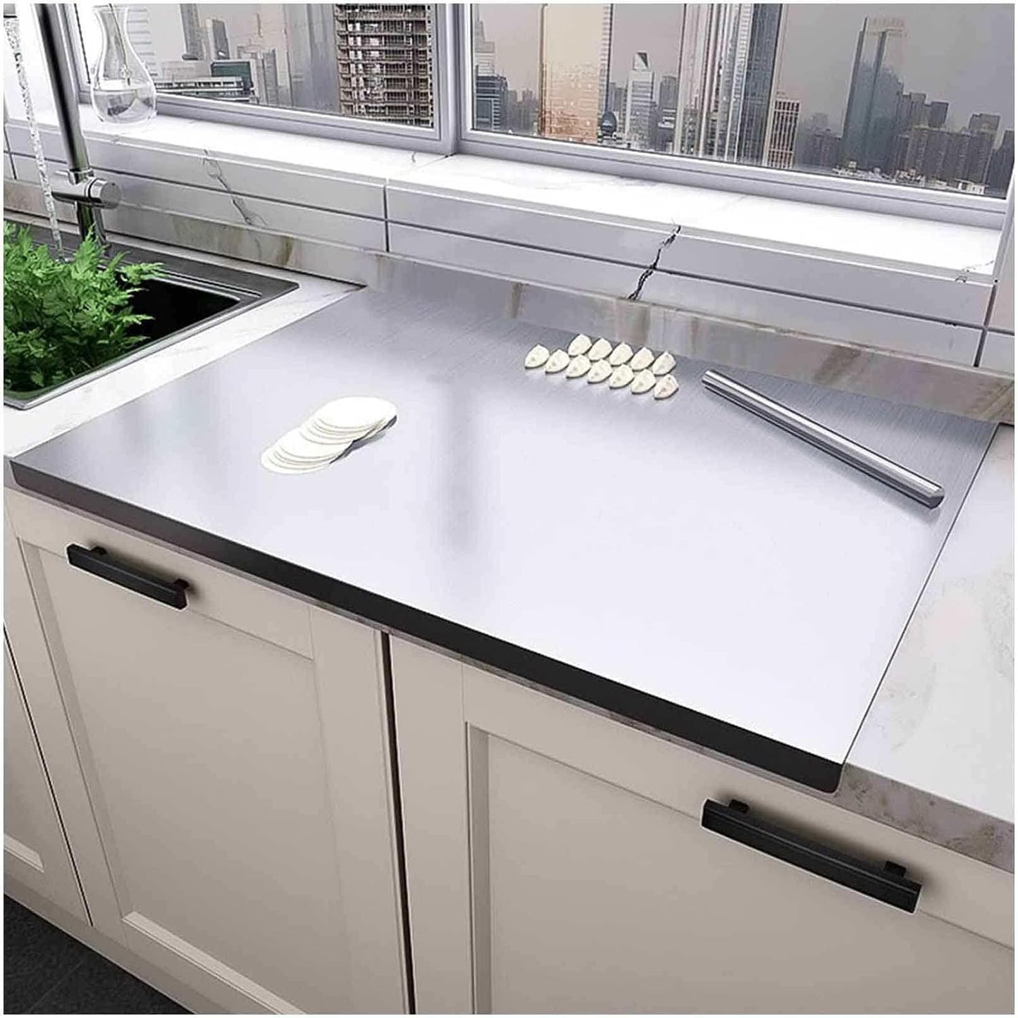 Large Cutting Board 304 Stainless Steel Cutting Board Metal Baking Mat Non Stick Thick 2.0 mm Board Cutting Fruit Vegetable Meat Kneading Rolling Bread Pizza,60x120cm/23.6"Lx47.2"W