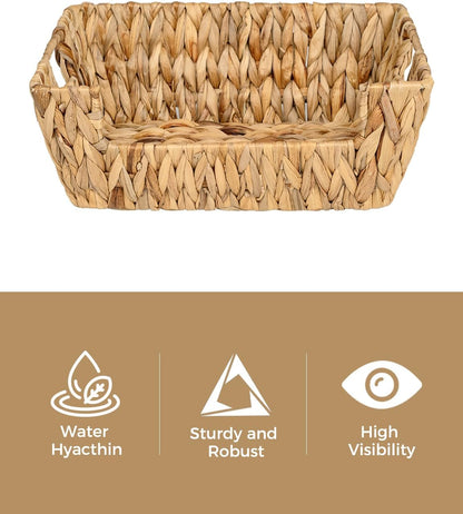StorageWorks Round Paper Rope Woven Basket for Pantry Organizers and Storage, Stackable Pantry Storage Baskets for Shelves, Brown, 2-Pack