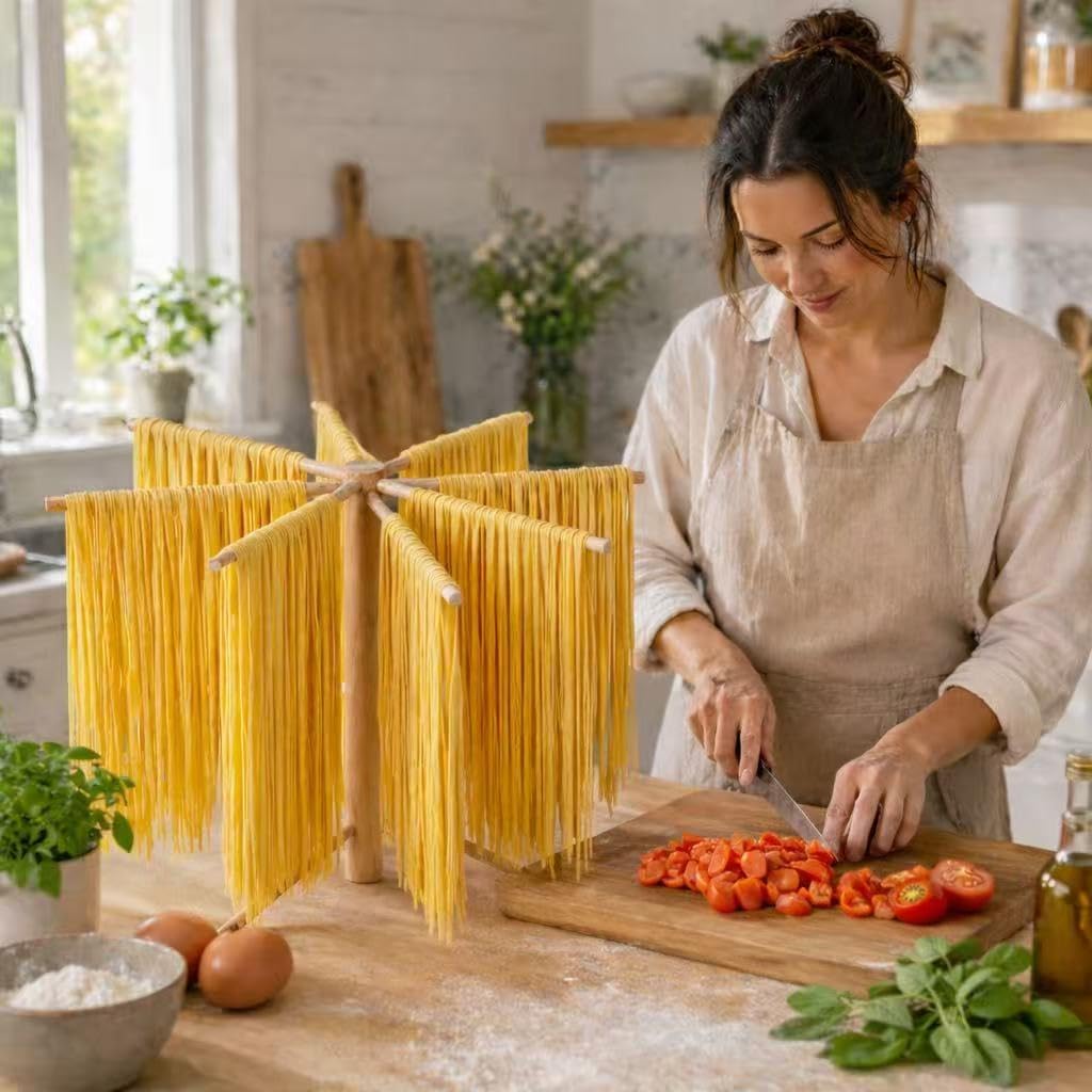Pasta Drying Rack, Space Saving Pasta Rack Collapsible for Fresh Pasta