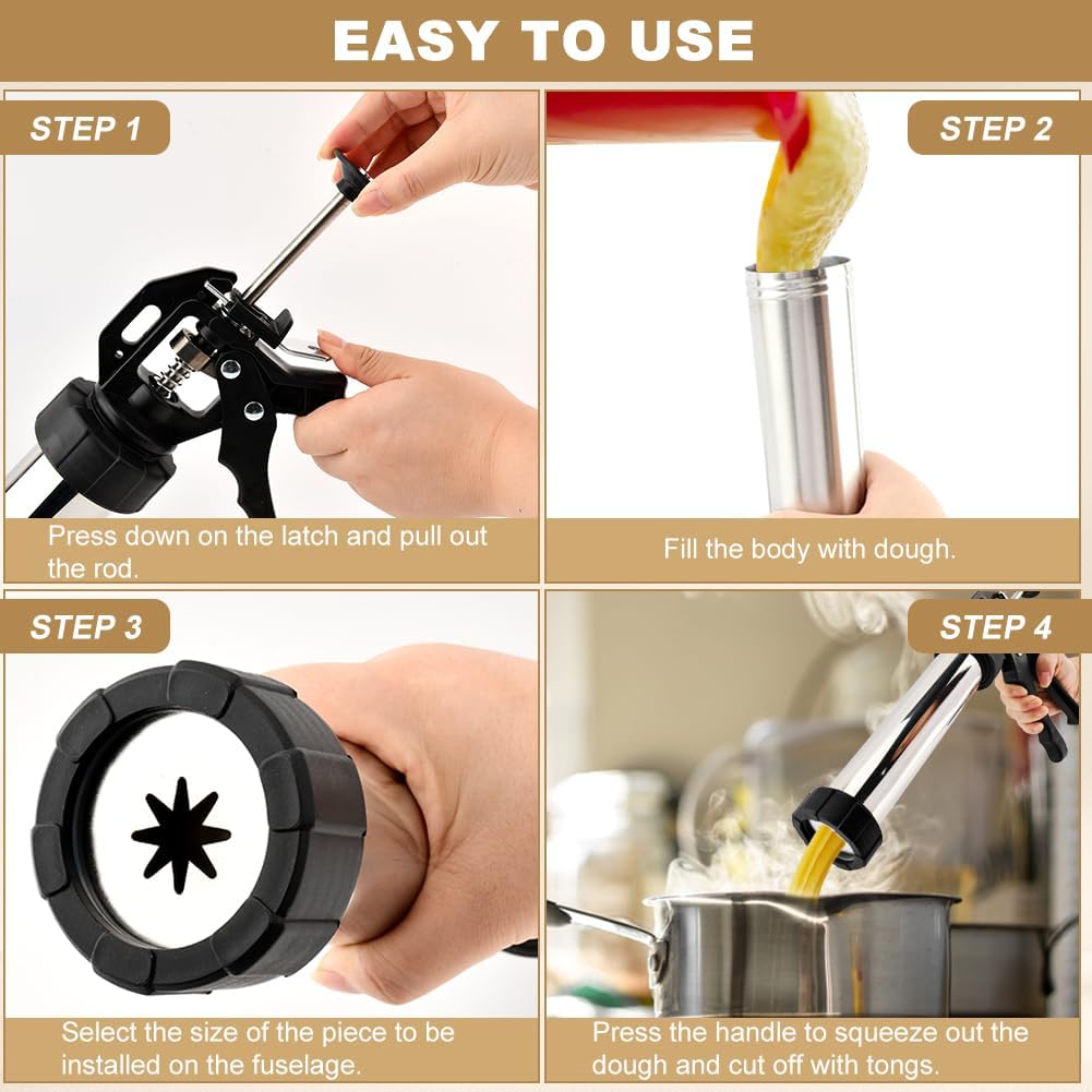 3-in-1 Churro Maker Kit, Stainless Steel Cookie Press Gun