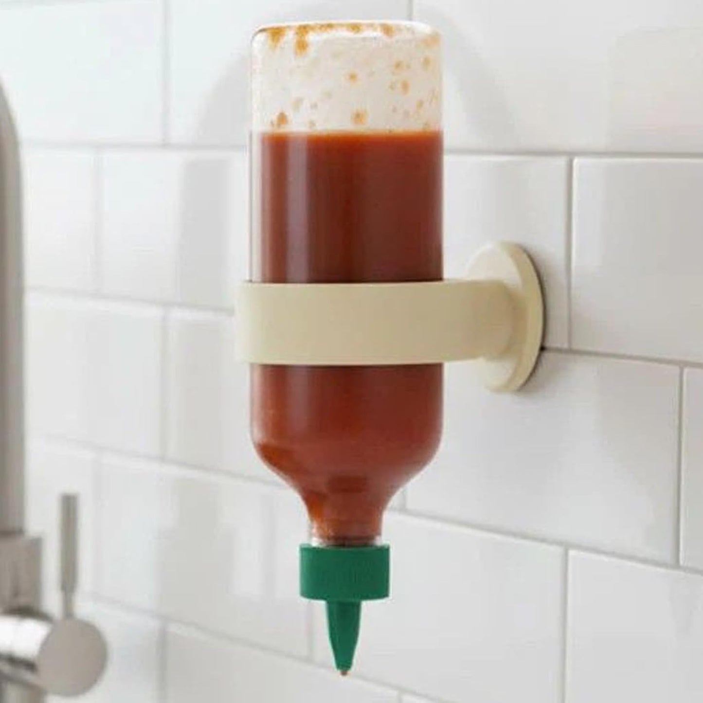 Wall-Mounted Sauce Holder, 20cm PP Bottle Dispenser Stand for Cooking, Condiments, Kitchen, Pantry, Home
