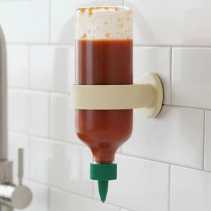 Wall-Mounted Sauce Holder, 20cm PP Bottle Dispenser Stand for Cooking, Condiments, Kitchen, Pantry, Home