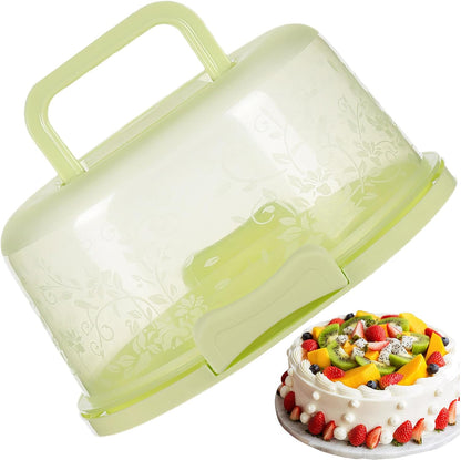 Cake Carrier/Storage Container With Server Clear Dome Cake Transport Container 26x22x12.5cm, Airtight Reusable Cakes Carrier With Handle For Party Travel, Spill-Proof Dustproof Food Storage Box