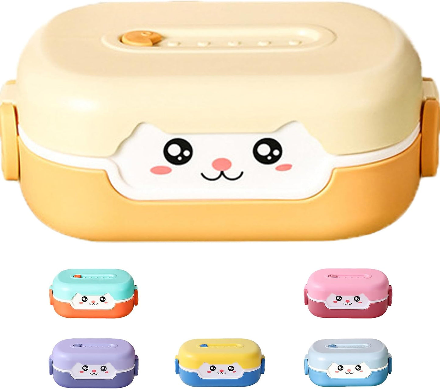 Cute Bento Box, with Cutlery Set Portable Lunch Box, 700ML Leak-proof 2 Compartment Lunch Container, Reusable Snack Box, Microwave/Dishwasher/Freezer Safe, BPA Free, Snack Container (Purple)