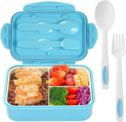 Bento Boxes for Adults - 1100 ML Bento Lunch Box Container For Kids With Spoon & Fork - Durable Perfect Size for On-the-Go Meal, BPA-Free and Food-Safe Materials(Grey)