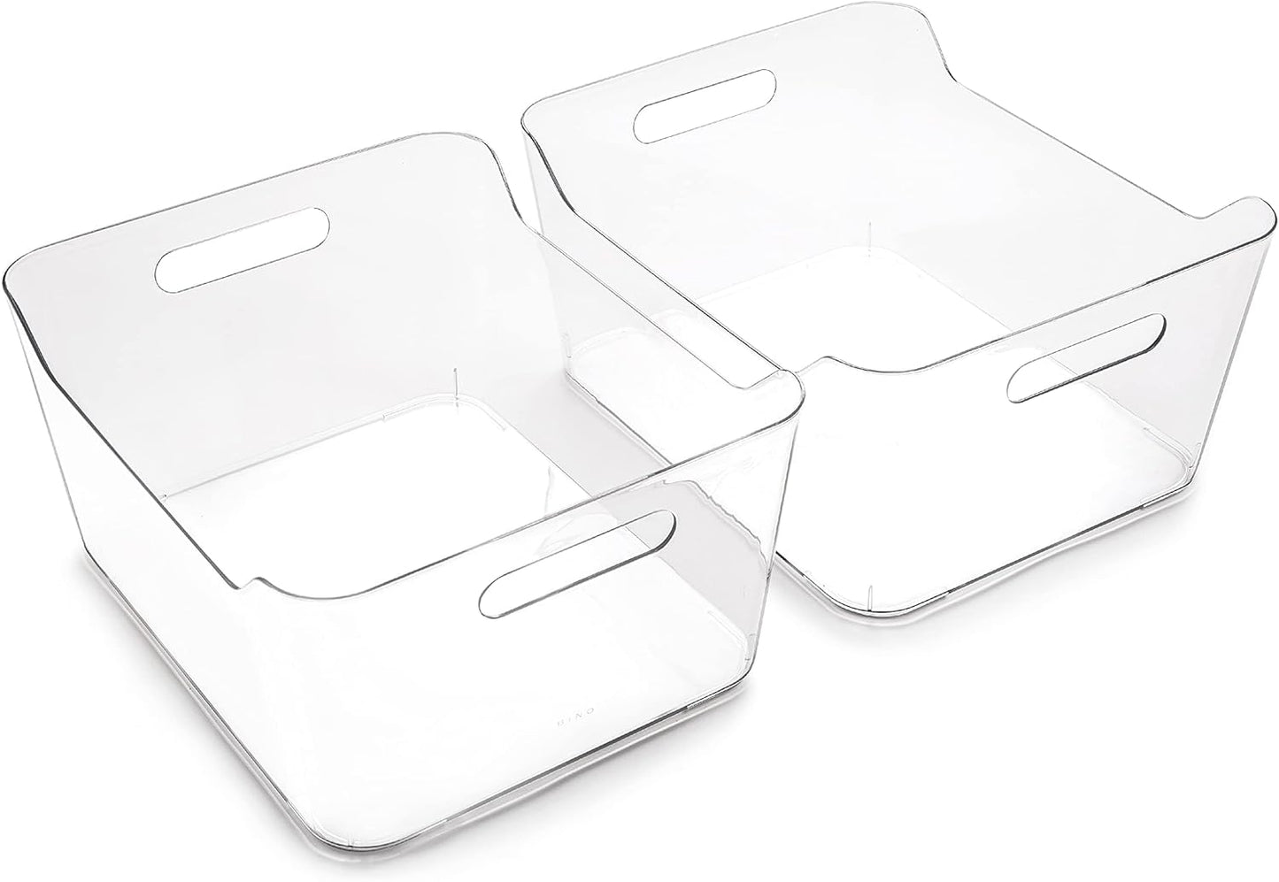 BINO | Plastic Storage Bins, Large - 2 Pack, Clear | THE SOHO COLLECTION | Pantry Organizers and Storage Containers | Fridge Organizer Bins | Kitchen Cabinet Organizer | Medicine Cabinet Bin
