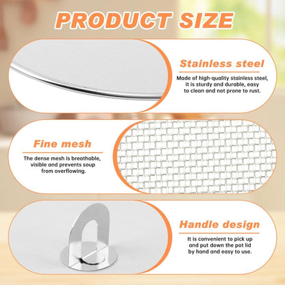 Splatter Screen for Frying Pan, 3 Pack Stainless Steel Extra-Fine Mesh, 10 in 11.5 in 13 in Grease Splatter Guard with Fold-Flat Knob, Dishwasher Safe