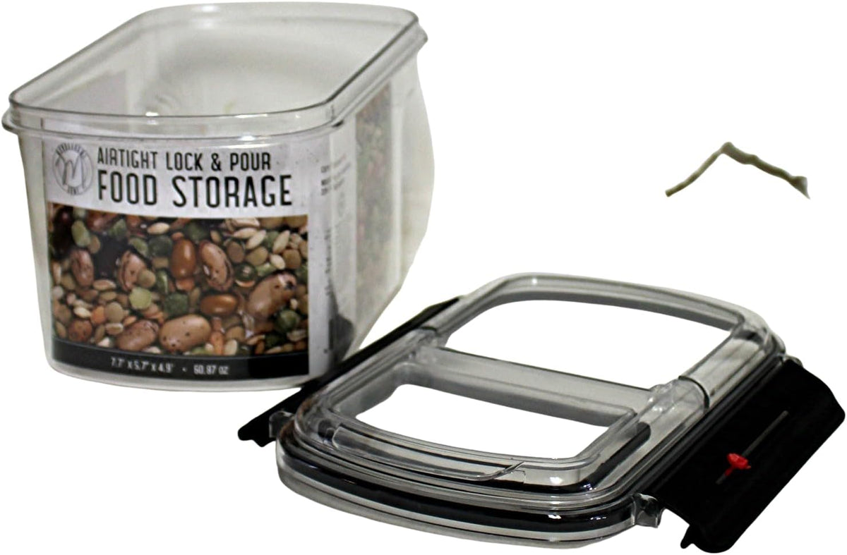 2-Pack Medium Airtight Lock & Pour Food Storage Containers – 5 Cups (60.87 oz) BPA-Free Dispensers for Snacks, Cereal, Candy, Sugar, Dog Treats & Dry Ingredients – Easy Grip & Flip-Top Lid