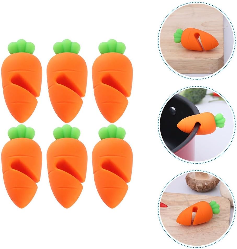 MERRYHAPY Carrot Pot Overflow Preventer 6 Pack Silicone Lid Lifters Boil Stoppers for Kitchen Slow Cooking Spill-Proof Pot Cover Holders 2.16 X 1.18 X 1.18 in