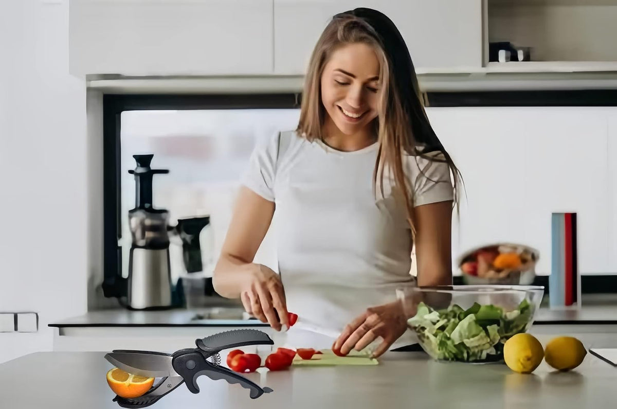Kitchen Salad Scissors with Salad Forks for Chop n Mix Salad,Salad Cutting Tool Cut and Toss Dual Blade Salad Chopper Scissors,Multifunction Vegetable Salad Making Kit with Cutter n Mixing Fork