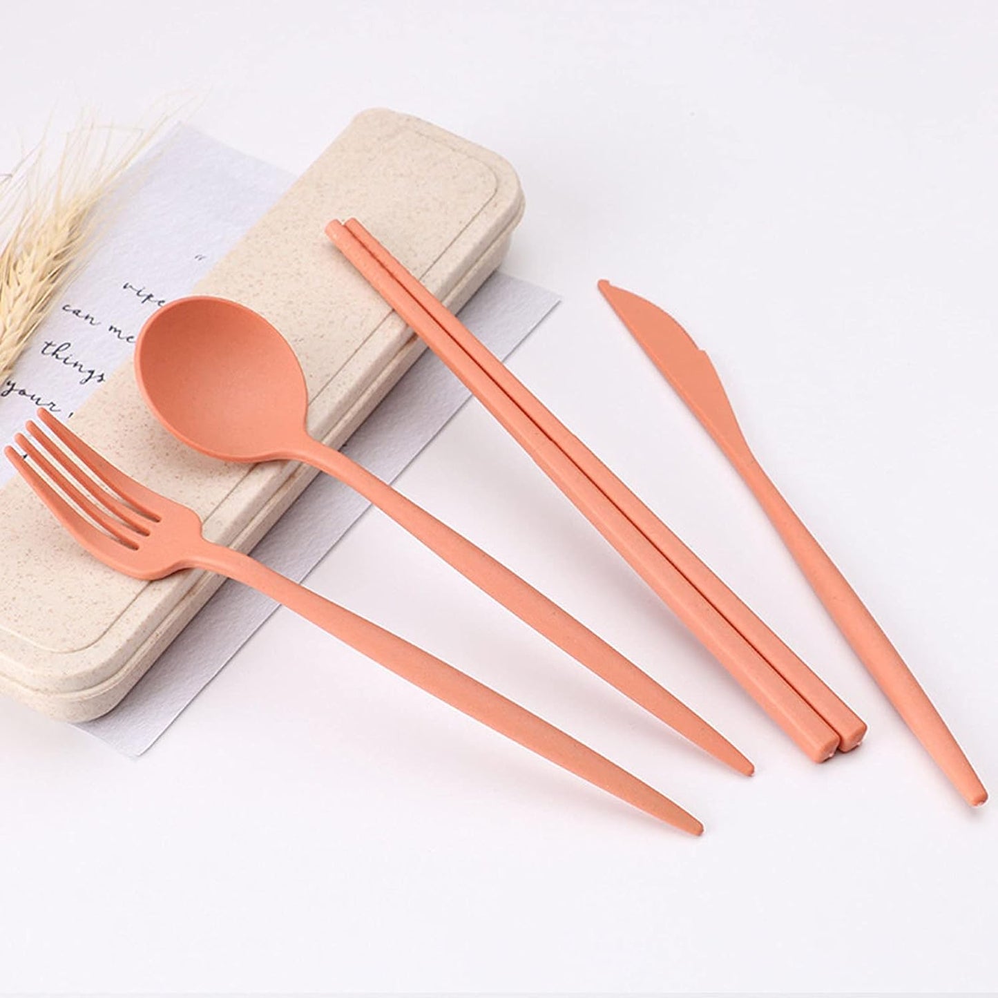 HAGBOU Plastic Travel Utensils, 4 Sets Spoons and Forks Set Silverware, Portable Reusable Utensils with Case for Lunch Box, Picnic, Travel, Camping