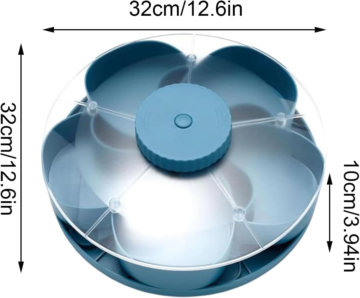 Snack Tray Lid - Rotating Divided Container, Non Slip with Party Base, Vegetable Fruit with Dipping Sauce, Serving Tray, Appetizer Picnic Snack Trays for Travel Dining Table Party Serving