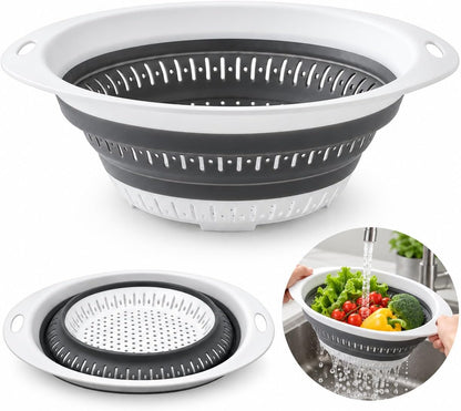 Collapsible Colander & Strainer, Space-Saving Silicone Basket, Round