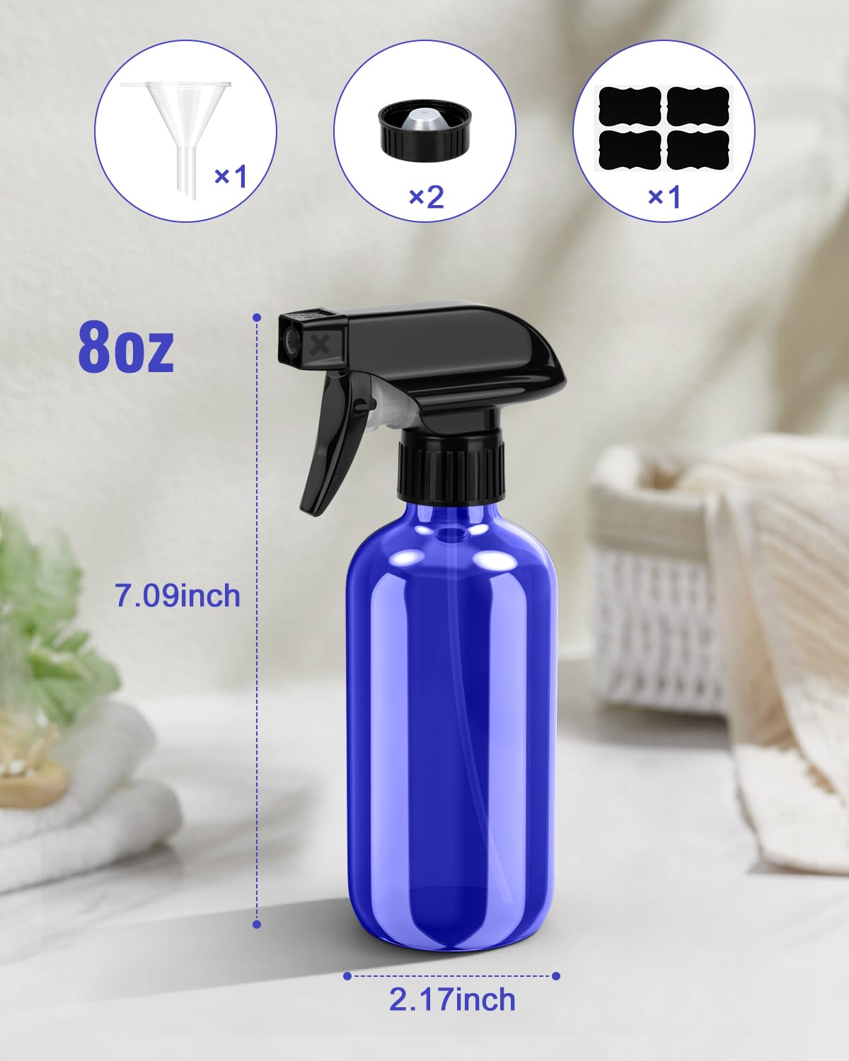 Bontip Glass Spray Bottle 16 oz for Cleaning, Plants (2 Pack, Amber)
