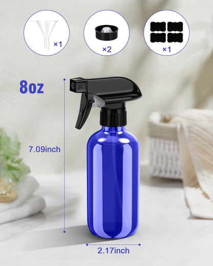 Bontip Glass Spray Bottle 16 oz for Cleaning, Plants (2 Pack, Amber)