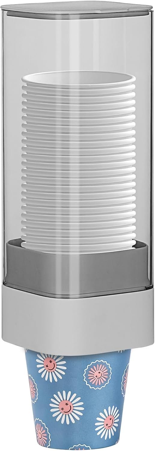 MYITYARD Cup Dispenser, Pull Type Wall Mount Cup Holder for Water Cooler Fit 3oz-5oz Disposable Paper and Plastic Cups, Bathroom Mouthwash Cup Dispenser for Home, Office, Gym, Hospital (White)