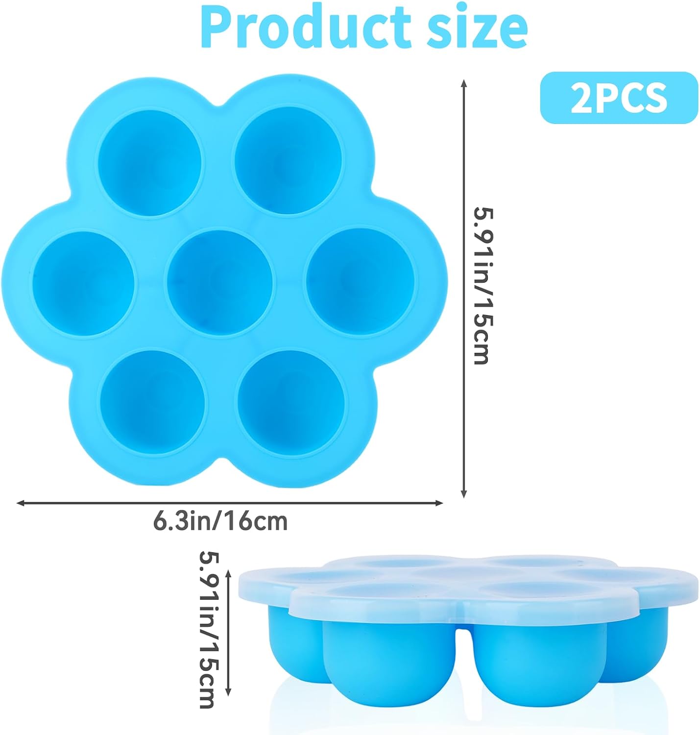 2 Pack Silicone Egg Bite Molds,Non-Stick 7 Cups Silicone Muffin Pans for Baking,Air Fryer Accessories for Baking Egg Bite, Cupcake, Tart, Bread(Blue & Green)