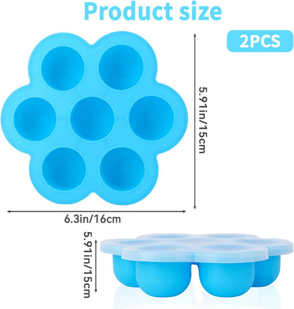2 Pack Silicone Egg Bite Molds,Non-Stick 7 Cups Silicone Muffin Pans for Baking,Air Fryer Accessories for Baking Egg Bite, Cupcake, Tart, Bread(Blue & Green)