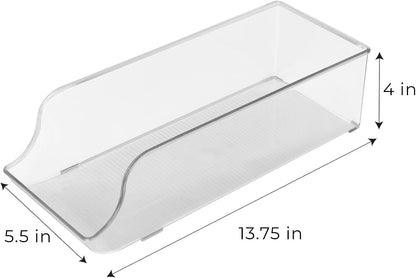 Stackable Refrigerator Bins 5-Piece Set, Clear Space Saving Organizer Bins with Handles, BPA-Free for Fridge & Freezer (Assorted Sizes)
