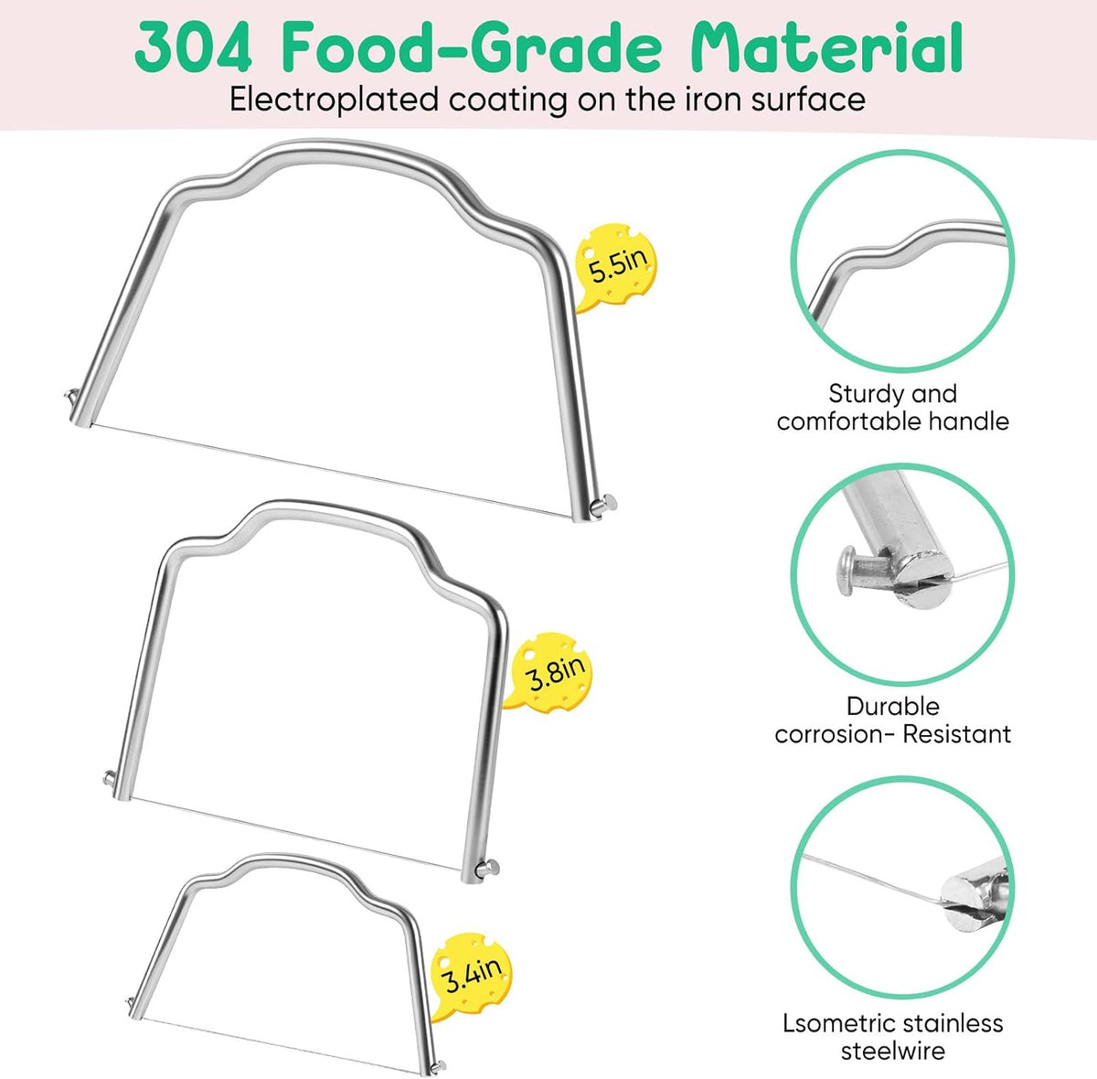 Cheese Slicer & Cheese Cutter Set 5.5/3.8/3.4 Inch（3Pcs）