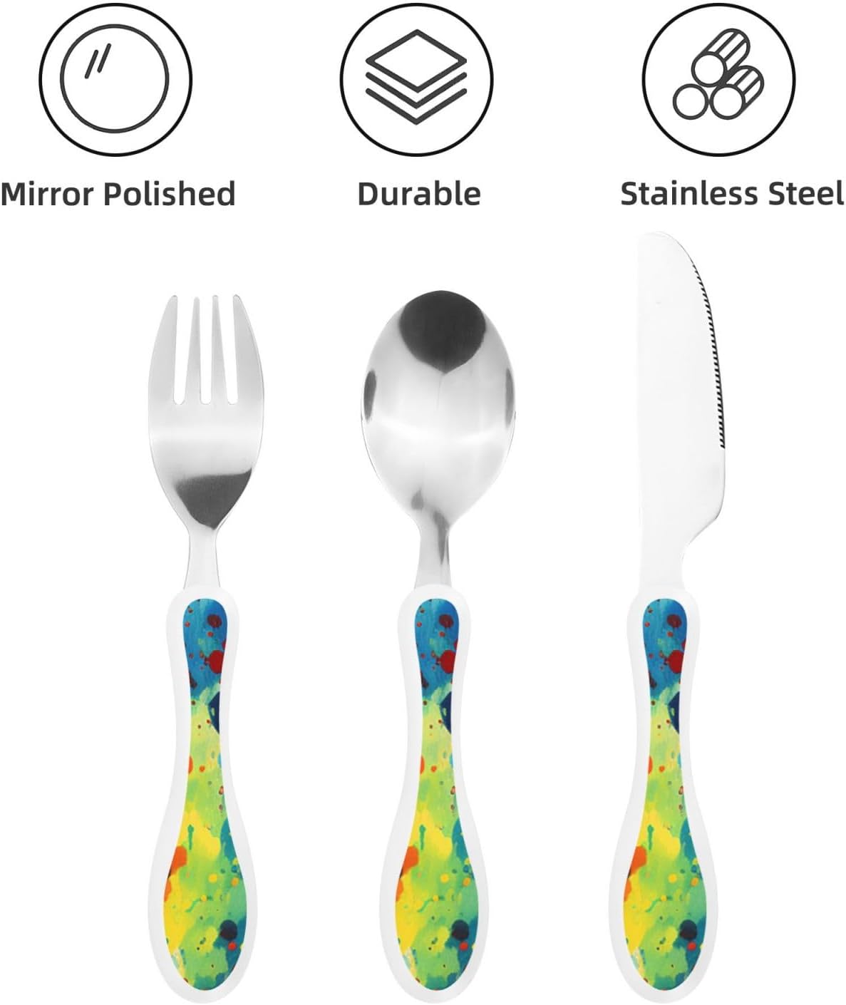 3-Piece Kids Silverware Set With Storage Case, Stainless Steel Reusable Children Safe Knife Spoon Fork Set Blue Active Girl Running Sunset Children Flatware Set For Kids Lunch Box - Colors C