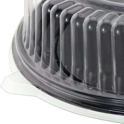 12" [5 Pack] Round Cake Pies Carriers, Black Serving Tray with Clear Lid, Disposable Cake Containers with Dome Lids Dessert Sandwich Trays for Party