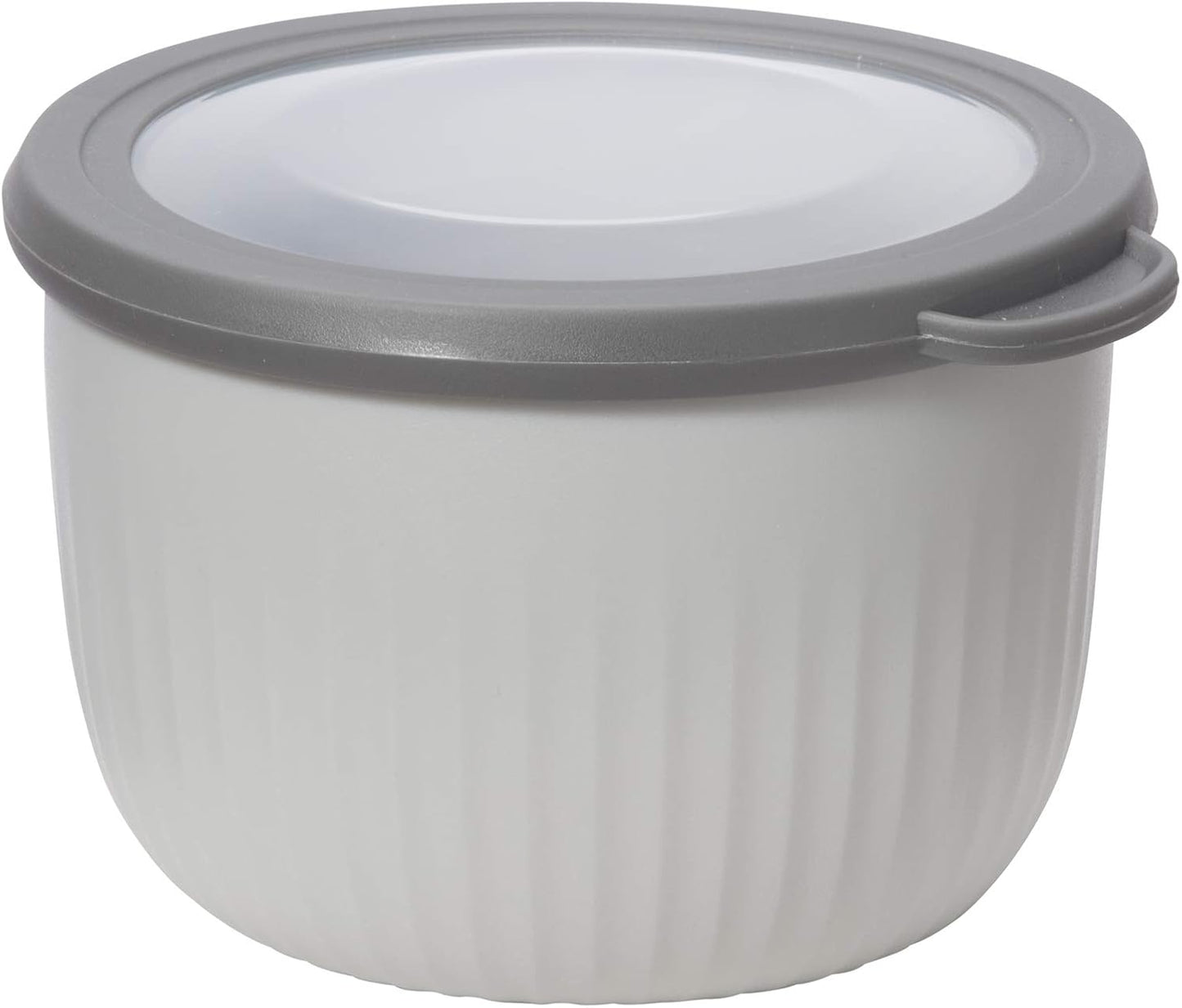 Oggi Prep, Store & Serve Plastic Bowl w/See-Thru Lid- Dishwasher, Microwave & Freezer Safe, (4 qt) Lt Gray w/Dk Gray Lid