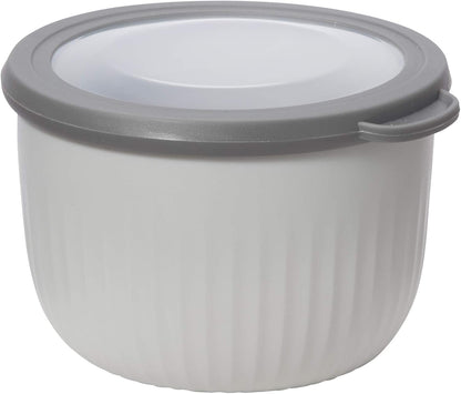 Oggi Prep, Store & Serve Plastic Bowl w/See-Thru Lid- Dishwasher, Microwave & Freezer Safe, (4 qt) Lt Gray w/Dk Gray Lid