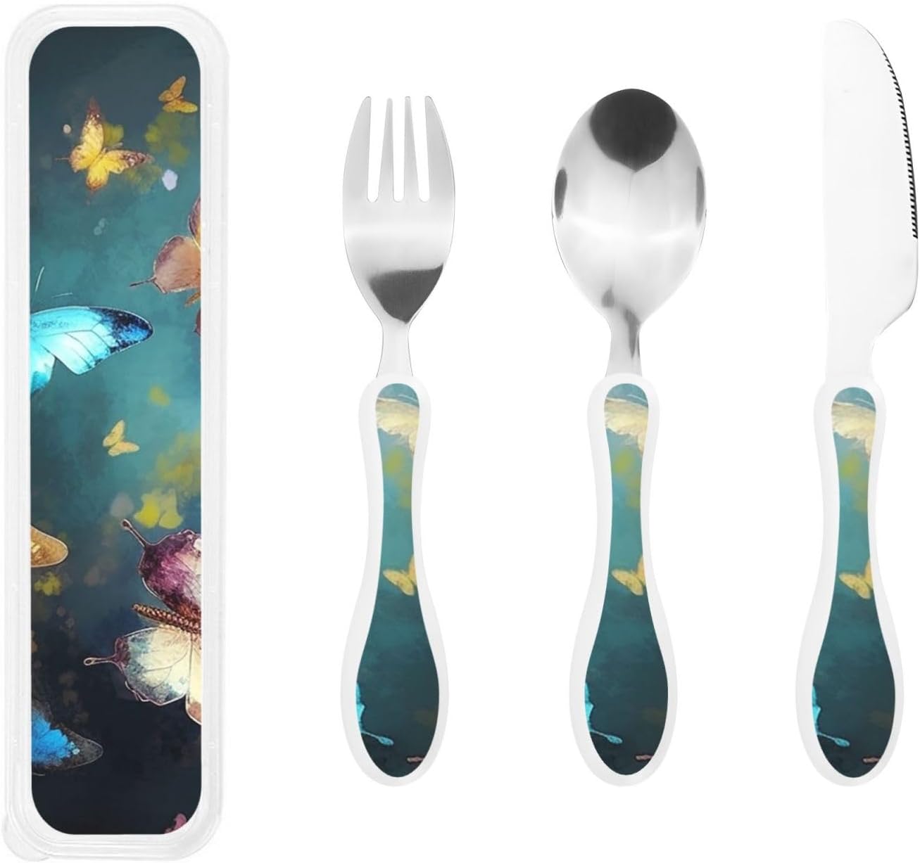3-Piece Kids Silverware Set With Storage Case, Stainless Steel Reusable Children Safe Knife Spoon Fork Set Candy Children Flatware Set For Kids Lunch Box