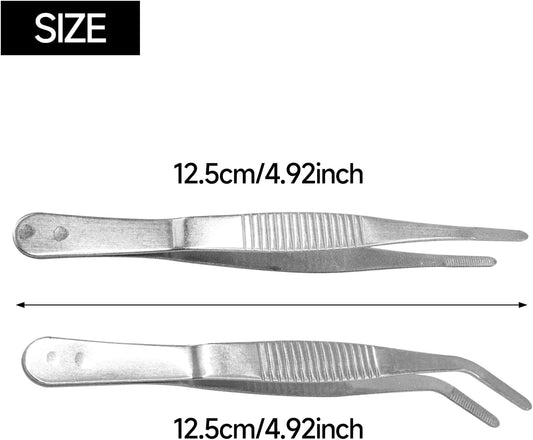 4-Pack 5 Inch Straight and Curved Stainless Steel Tweezers